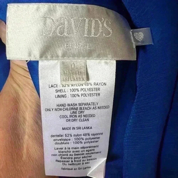 Gorgeous Formal Royal Blue Dress David's Bridal Strappy & Lacy Midi Sz 0 - Picture 3 of 3